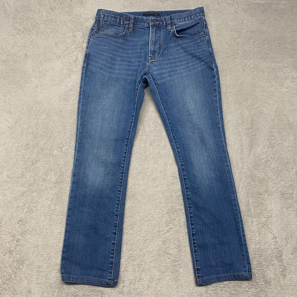 John Varvatos Jeans‎ Mens 32x29 Blue Straight Leg Medium Wash Cotton Distressed - Picture 1 of 11